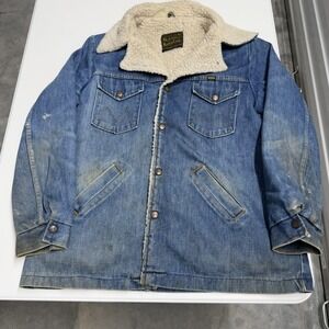 Vintage Maverick ranch coat Sherpa Lined Denim Jacket honeycomb fader